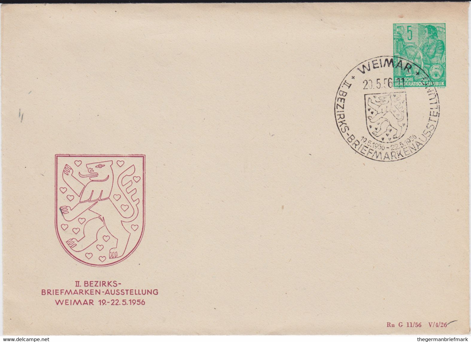 DDR Privatganzsache PU 10/8 SSt Weimar 1956 - Buste Private - Usati