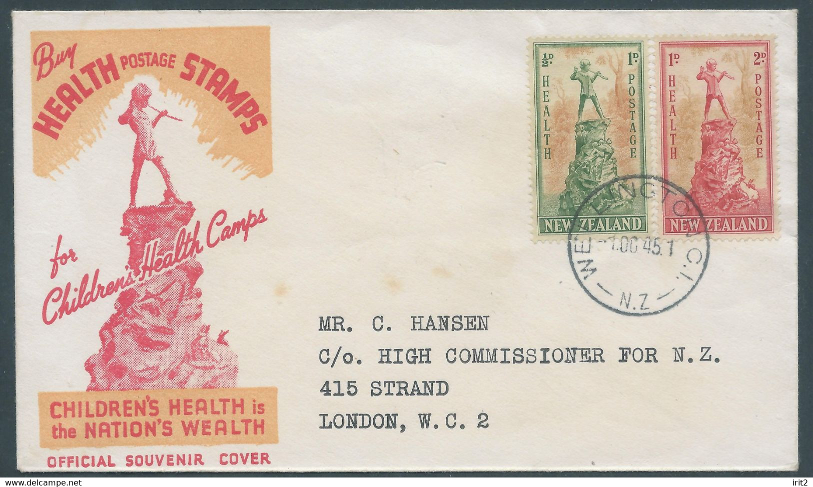 Nuova Zelanda,New Zealand,1945 Ufficial Souvenir Cover - Lettres & Documents