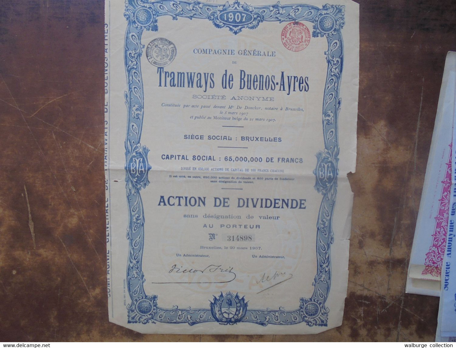 ACTION TRAMWAYS DE BUENOS-AYRES (LIRE CI BAS LES CONDITIONS D'ENVOIS) - Ohne Zuordnung