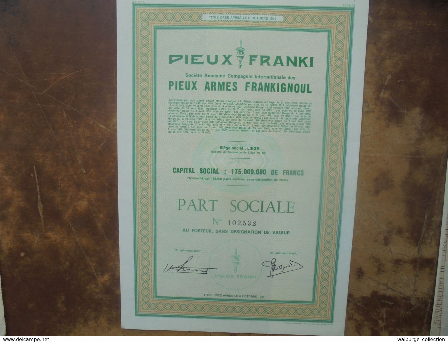 ACTION PIEUX FRANKI LIEGE (LIRE CI BAS LES CONDITIONS D'ENVOIS) - Non Classificati