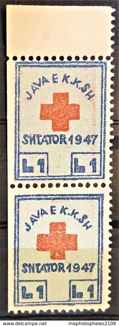 ALBANIA 1947 - MNH - Red Cross Oblig. Tax - Vertical Pair! - Albania