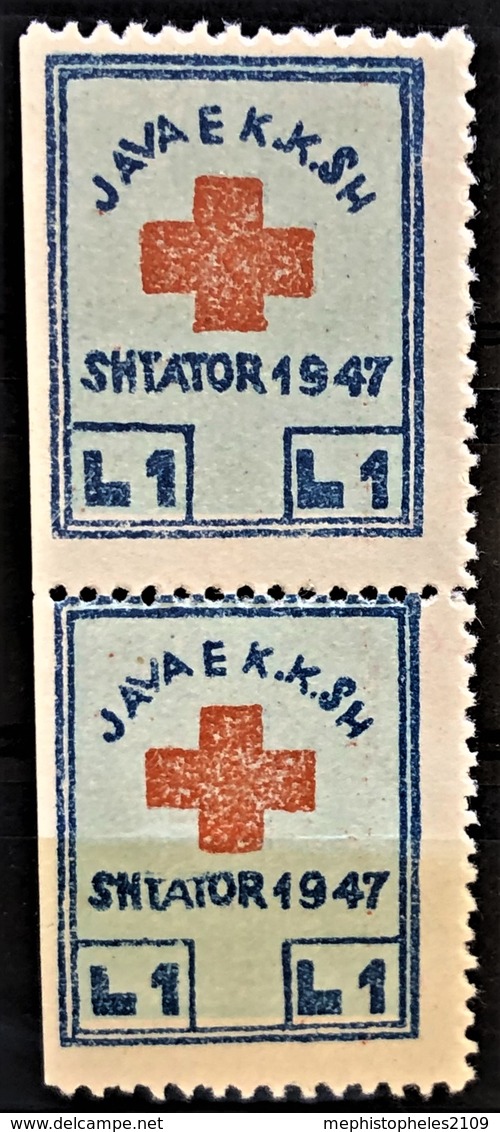 ALBANIA 1947 - MNH - Red Cross Oblig. Tax - Vertical Pair! - Albania