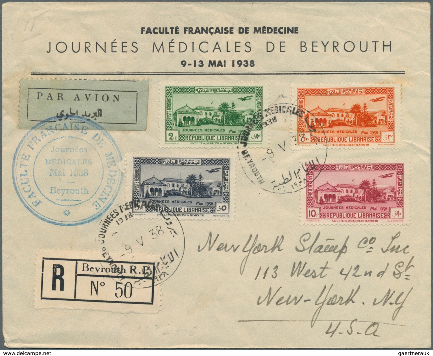 Libanon: 1881/1949: 9 commercial used or First day covers, some registered. Nice collection.