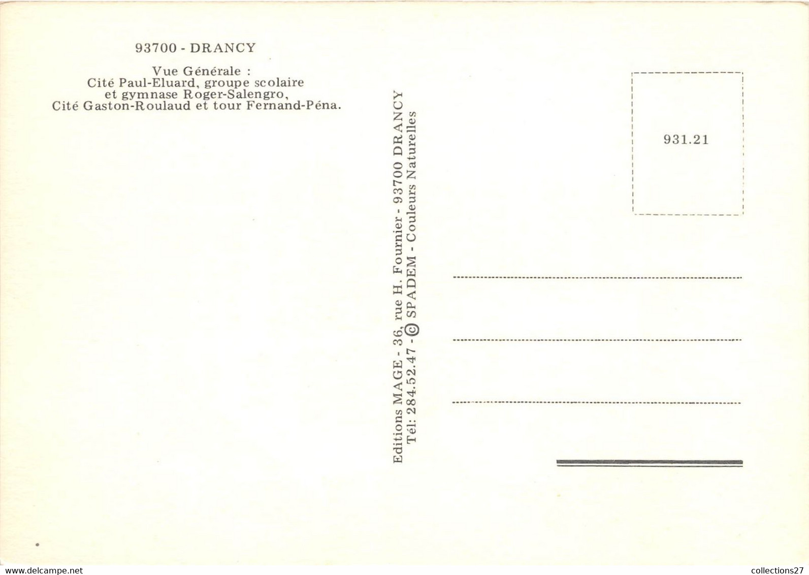 93-DRANCY- VUE GENERALE CITE PAUL-ELUARD, GROUPE SCOLAIRE - Drancy