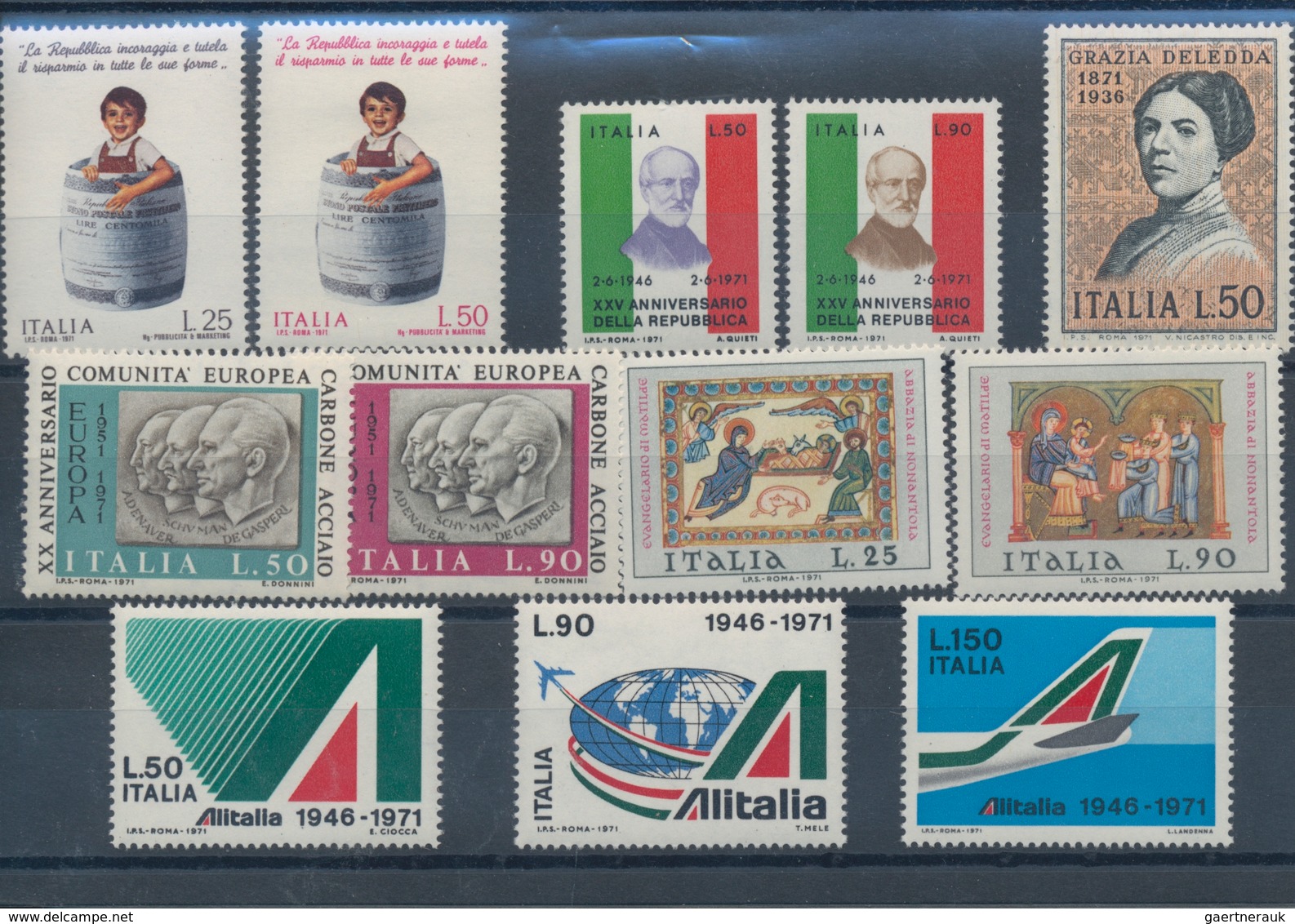 Italien: 1970/1979, year sets MNH per 100, seem to be complete. Every year set is sorted on stockcar