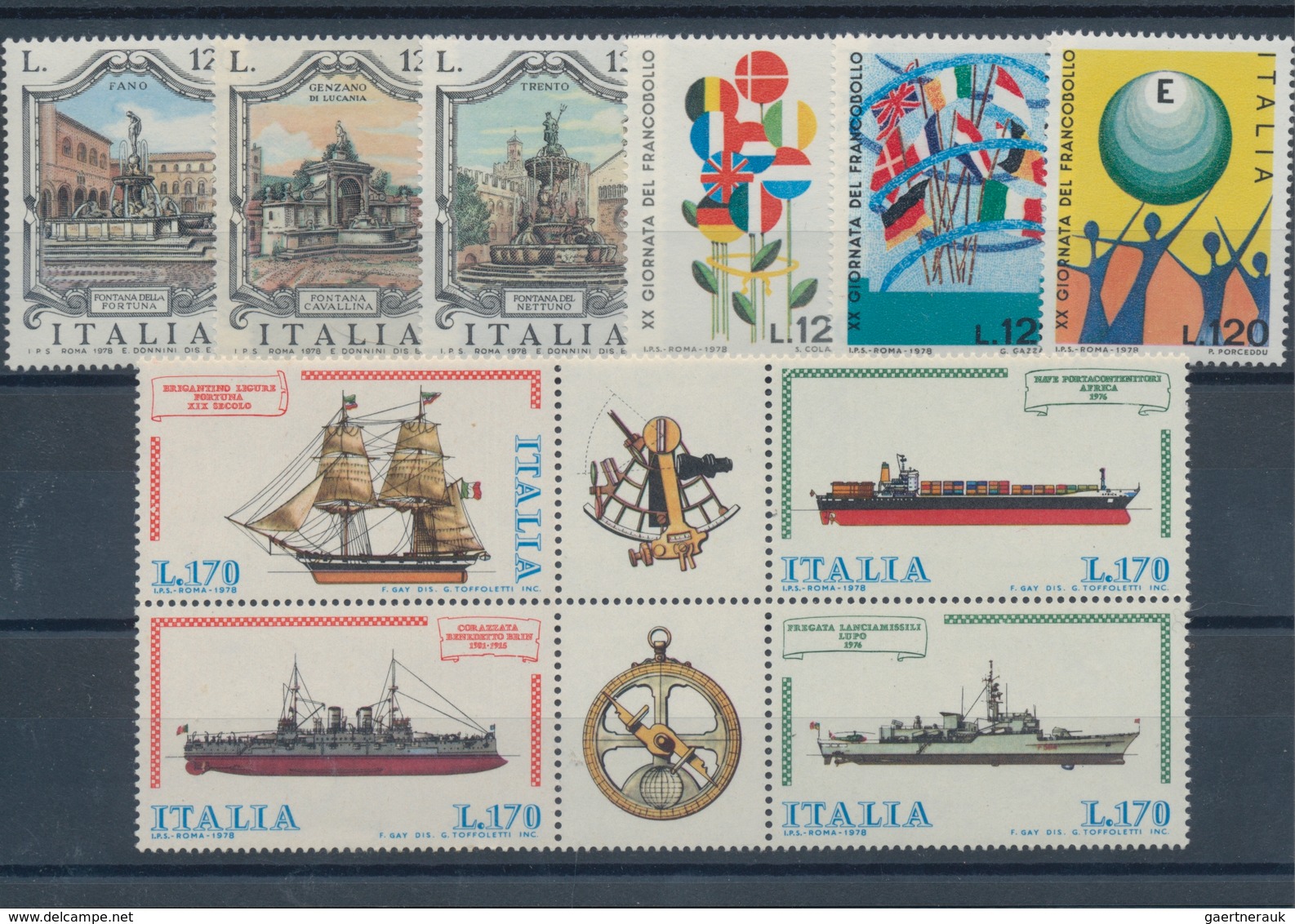 Italien: 1970/1979, year sets MNH per 100, seem to be complete. Every year set is sorted on stockcar