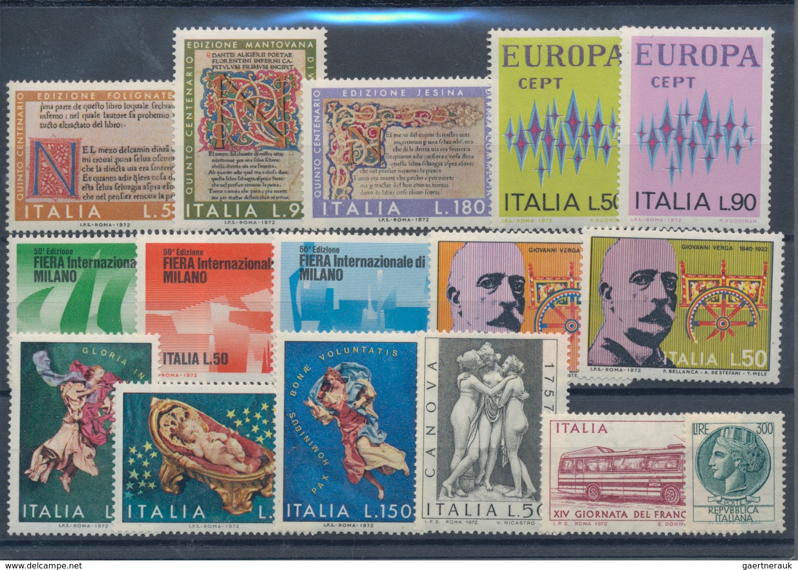 Italien: 1970/1979, year sets MNH per 100, seem to be complete. Every year set is sorted on stockcar