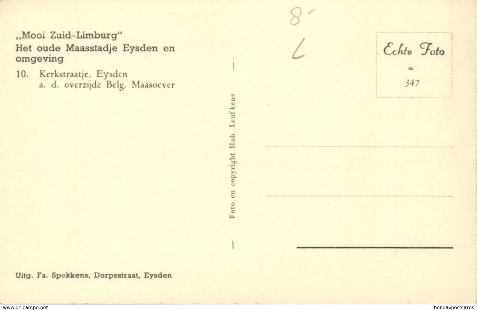 Nederland, EYSDEN, Kerkstraatje (1950s) Hub. Leufkens RPPC Ansichtkaart - Eijsden