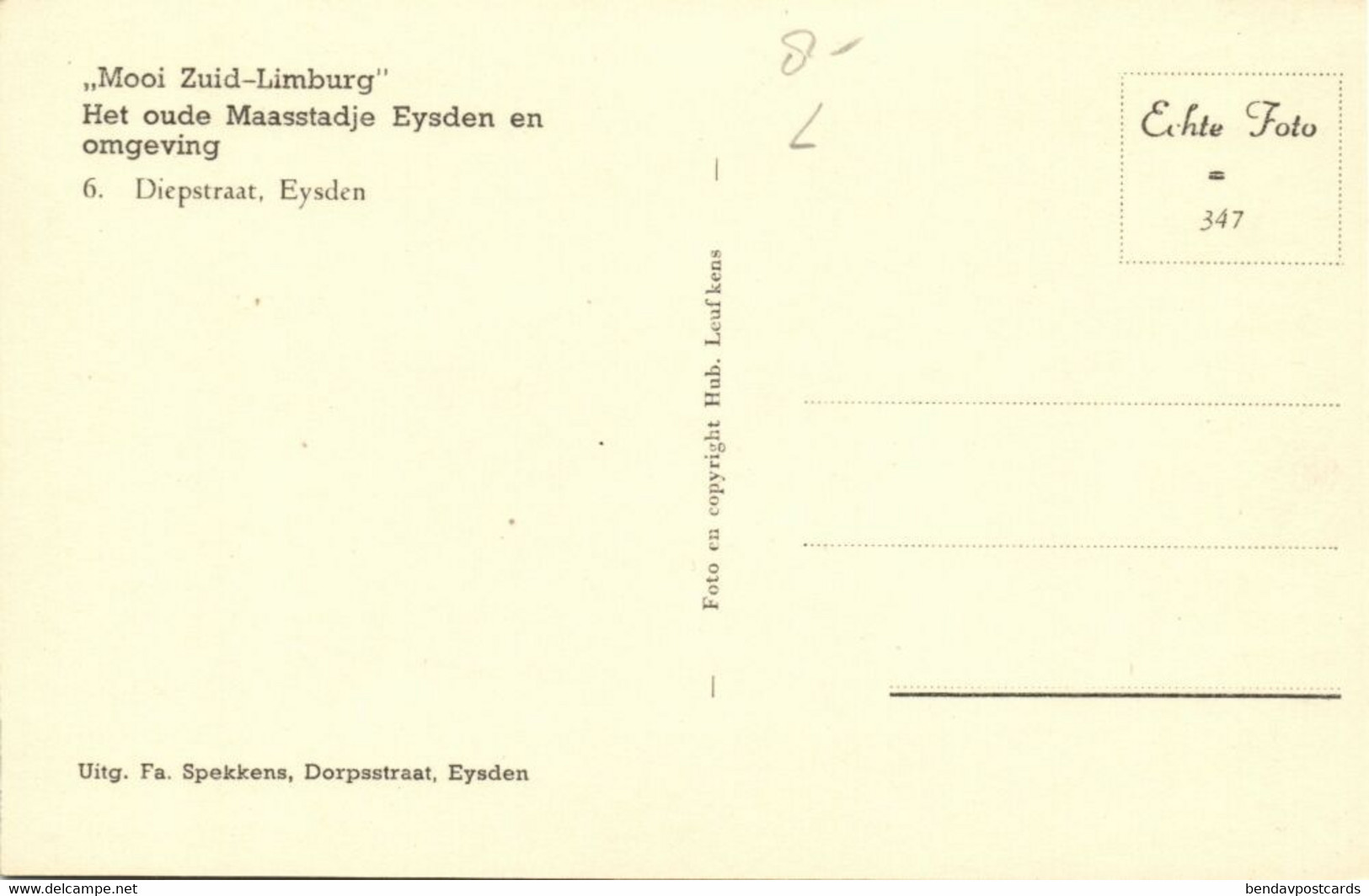 Nederland, EYSDEN, Diepstraat (1950s) Hub. Leufkens RPPC Ansichtkaart - Eijsden