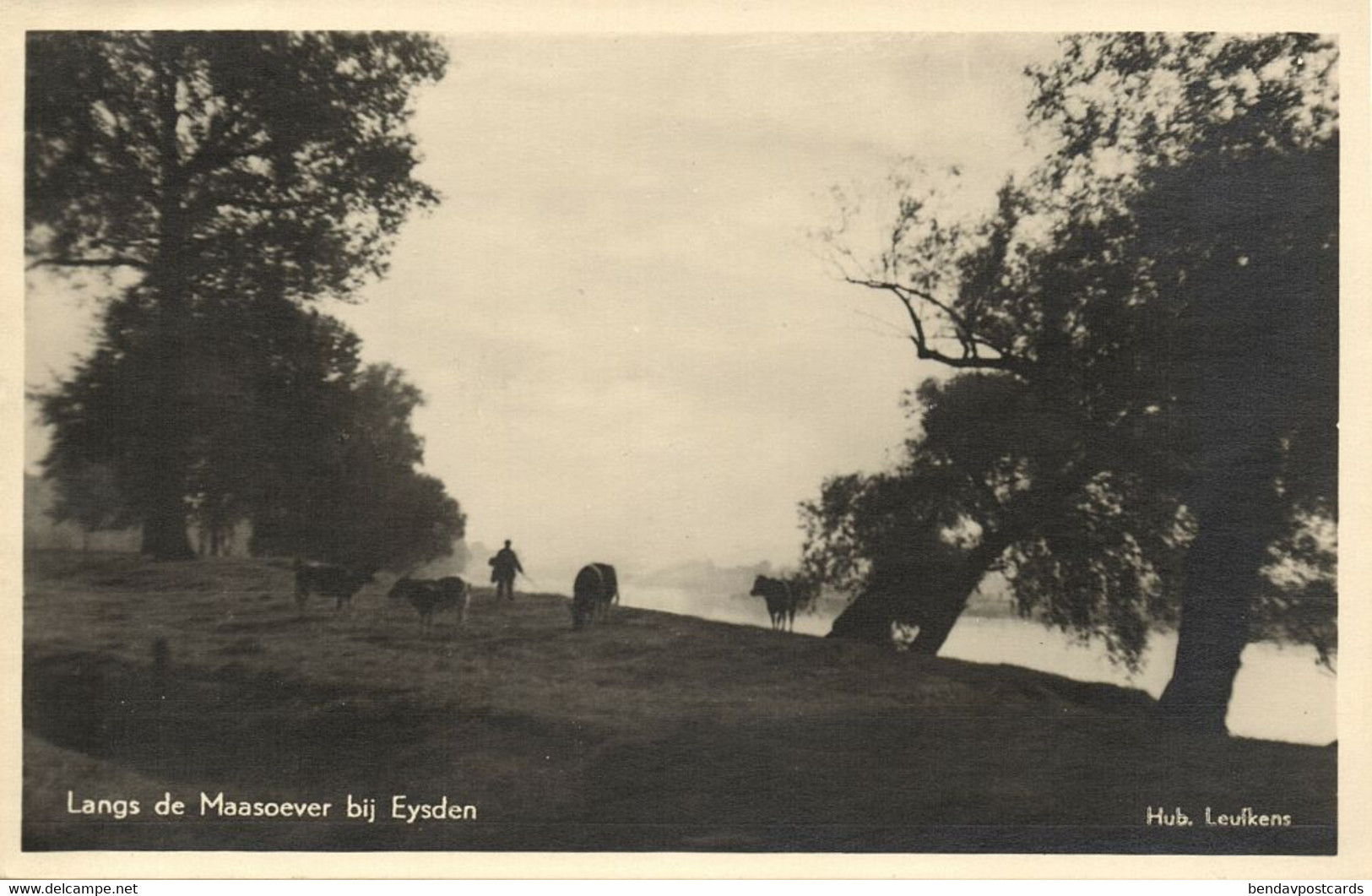 Nederland, EYSDEN, Langs De Maasoever (1950s) Hub. Leufkens RPPC Ansichtkaart - Eijsden