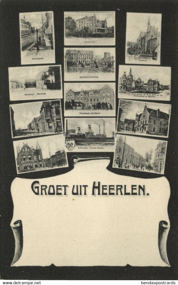 Nederland, HEERLEN, Multiview Met Geleen-, Geer- En Akerstraat (1910s) Ansichtkaart - Heerlen
