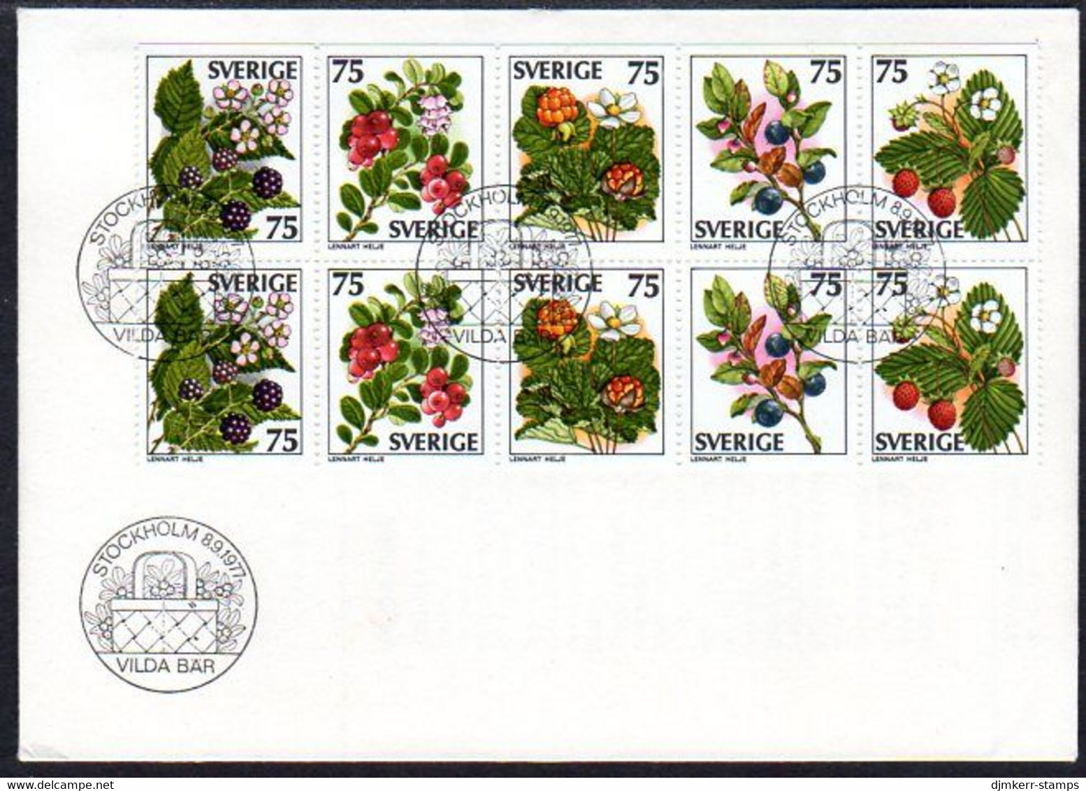 SWEDEN 1977 Wild Berries FDC.  Michel 994-98 - FDC