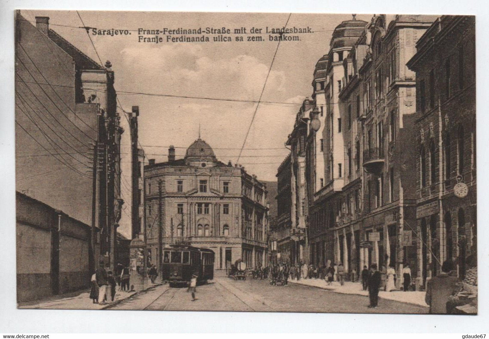 SARAJEVO (BOSNIE HERZEGOVINE) - FRANZ FERDINAND STRASSE MIT DER LANDESBANK - Bosnie-Herzegovine