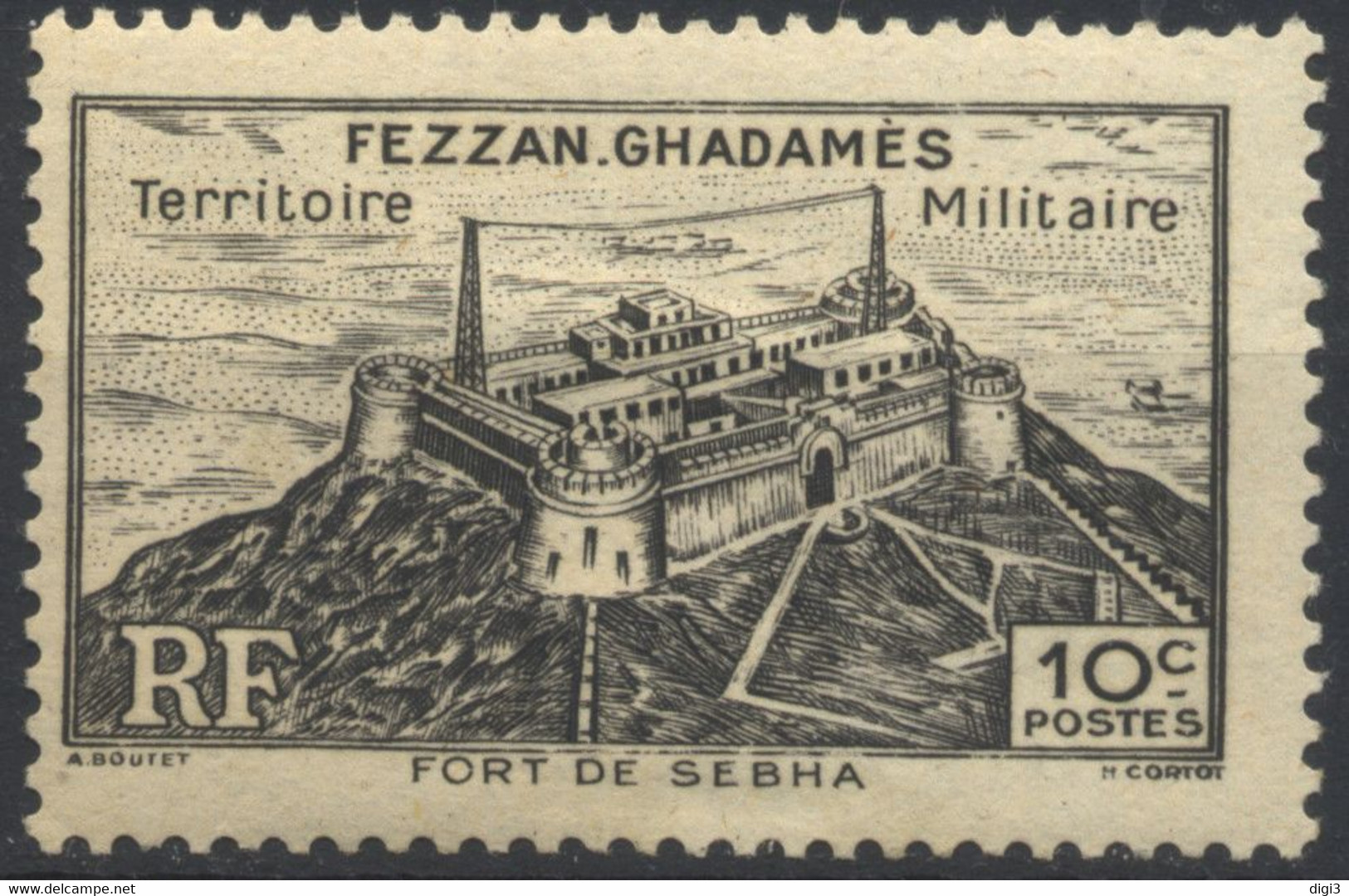 Fezzan, 1946, Symboles Locaux, Fort De Sebha, 10 C., MH* - Nuevos