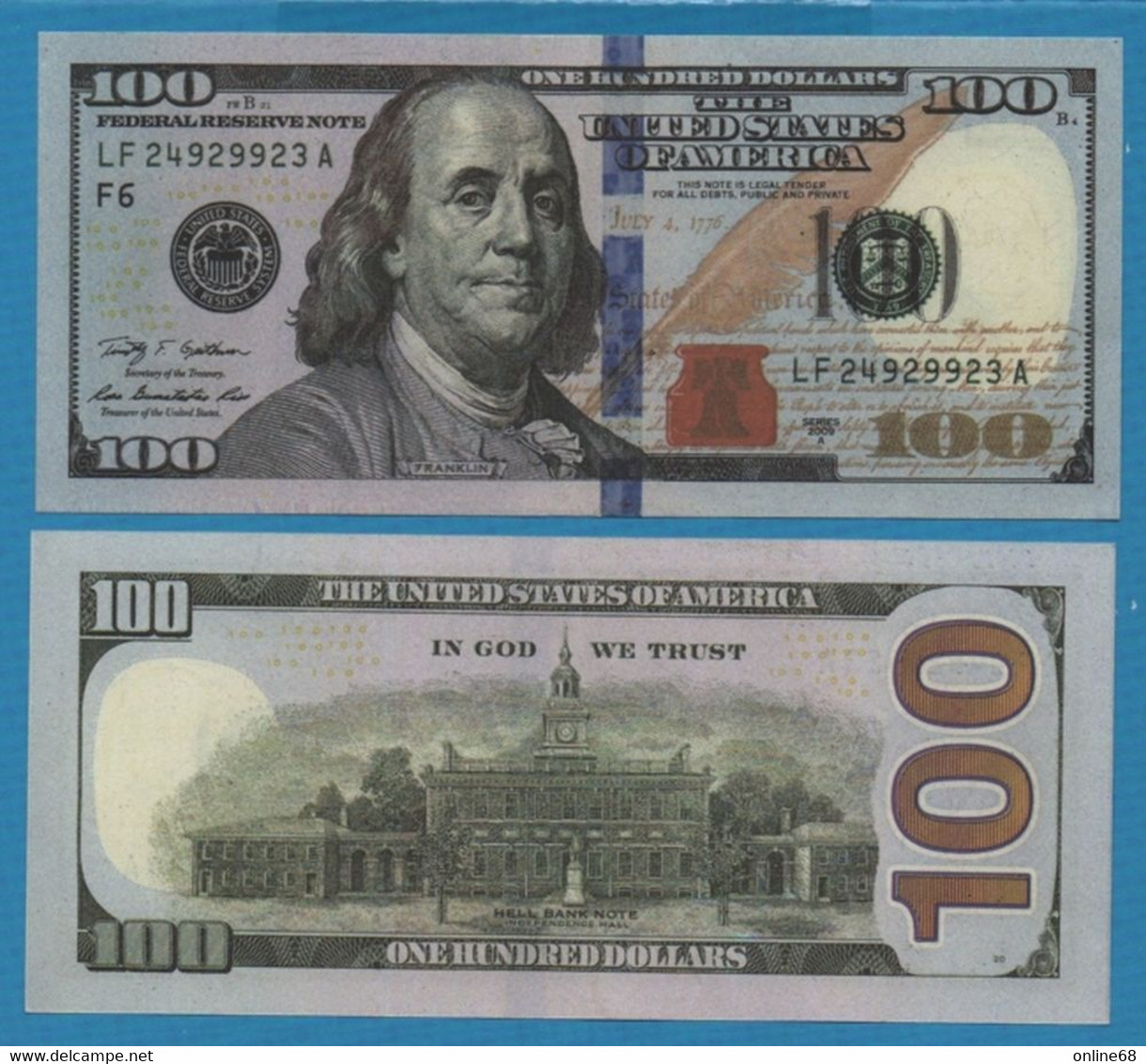 USA HELL BANKNOTES LOT 5 BILLETS 100 DOLLARS - Fictifs & Spécimens