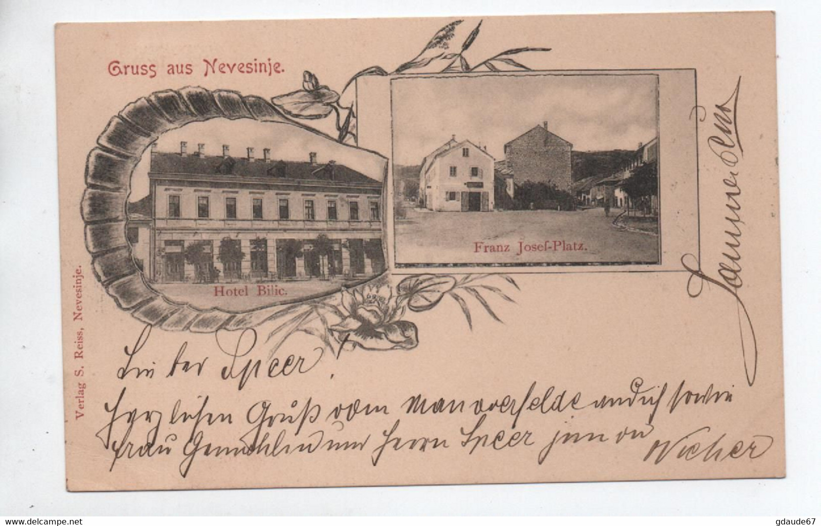 GRUSS AUS NEVESINJE (BOSNIE HERZEGOVINE) - HOTEL BILIC - FRANZ JOSEF PLATZ - Bosnie-Herzegovine