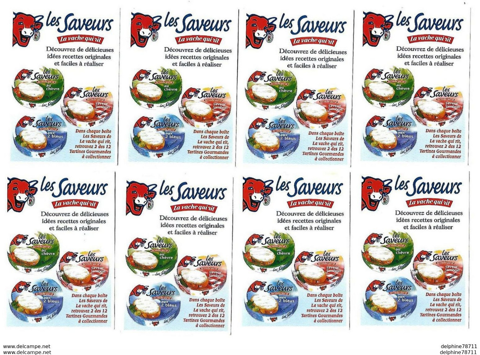 Lot De 8 Images Neuves Les Saveurs De LA VACHE QUI RIT  (recto-verso) - Other & Unclassified