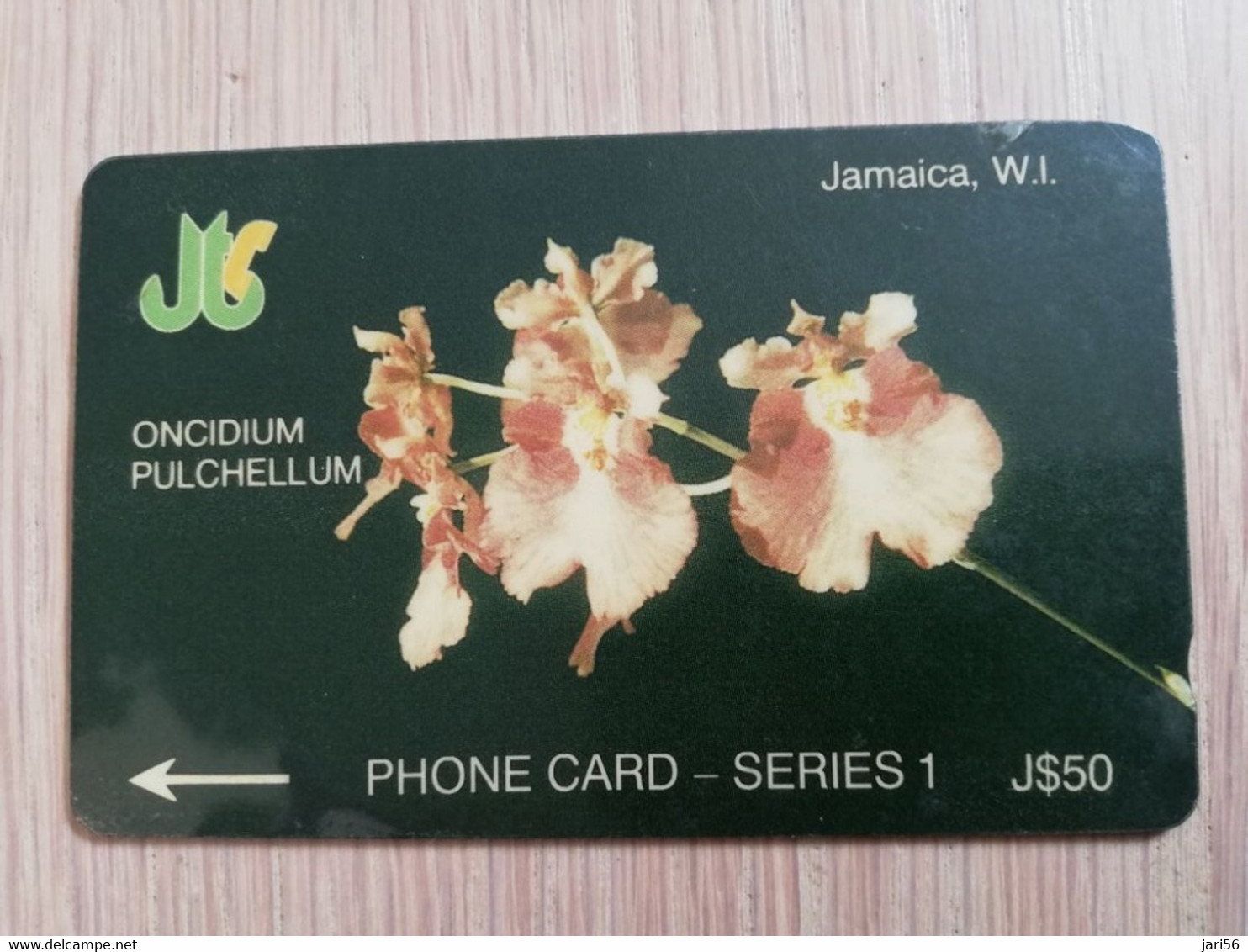 JAMAICA  J$50,-  GPT CARD  ONCIDIUM PULCHELLUM   CONTROL NR: 1JAMD   Fine Used Card  **3225** - Jamaica