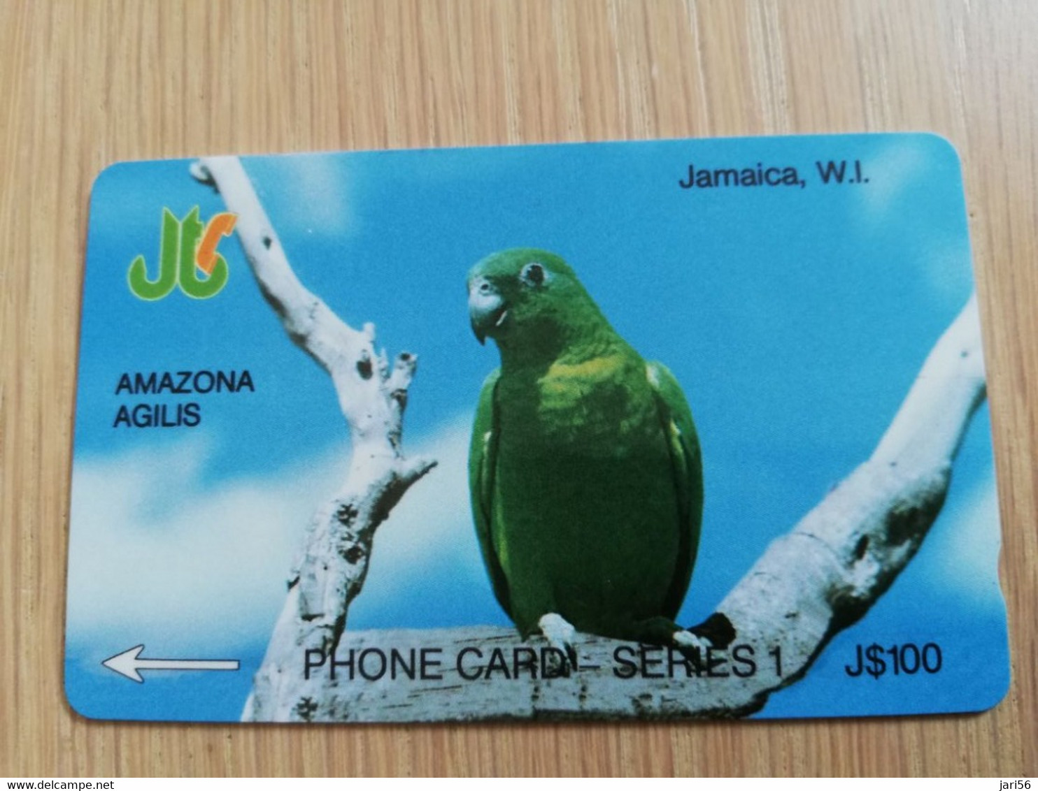 JAMAICA  J$100,-  GPT CARD  AMAZONA AGILIS PARROT    CONTROL NR: 1JAME   Fine Used Card  **3226** - Jamaïque