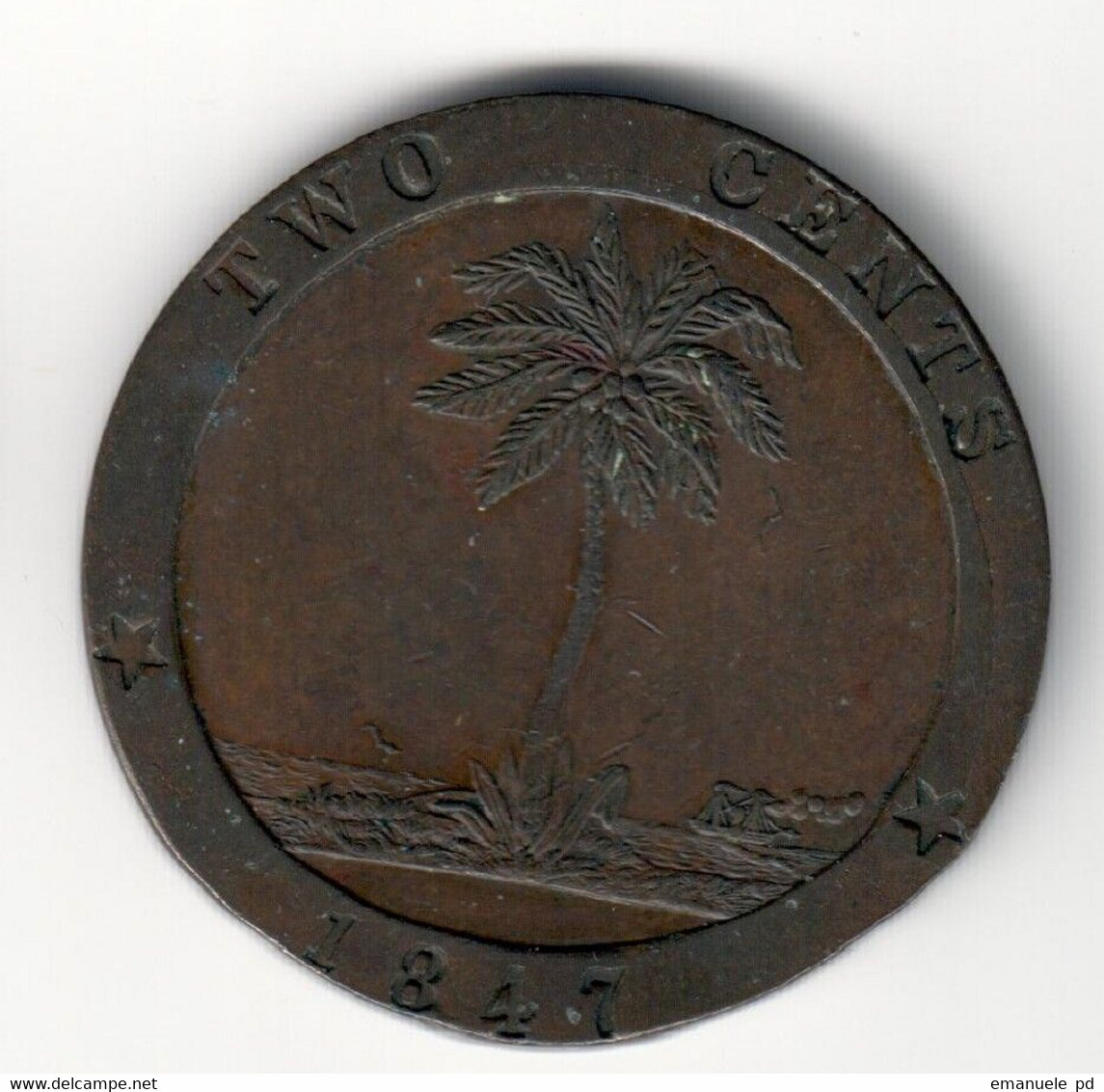 Liberia 2 Cents 1847 VF .SA. - Liberia