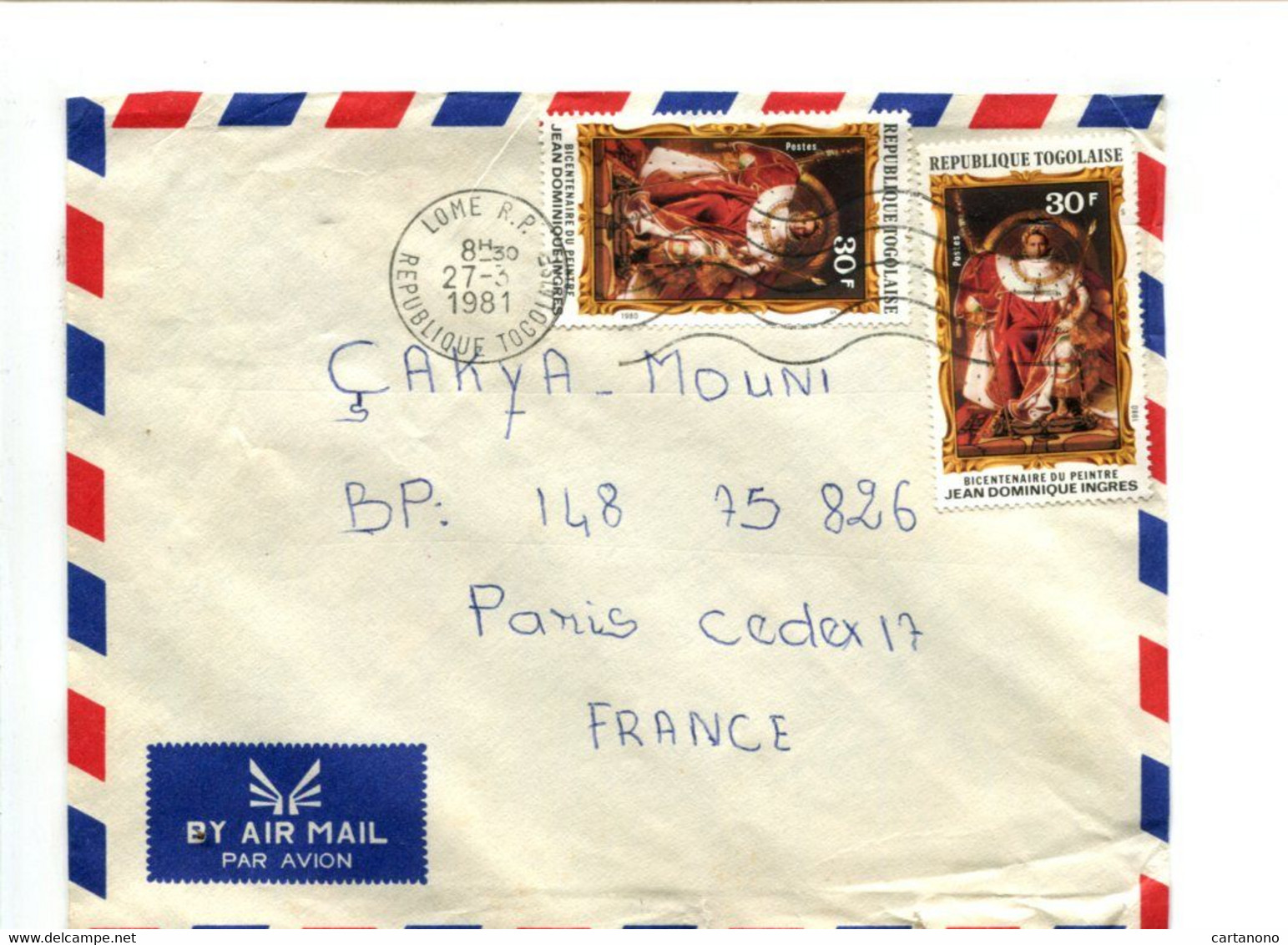 NAPOLEON - TOGO 1981 - 2 X 30F Sur Lettre Par Avion - Napoleón