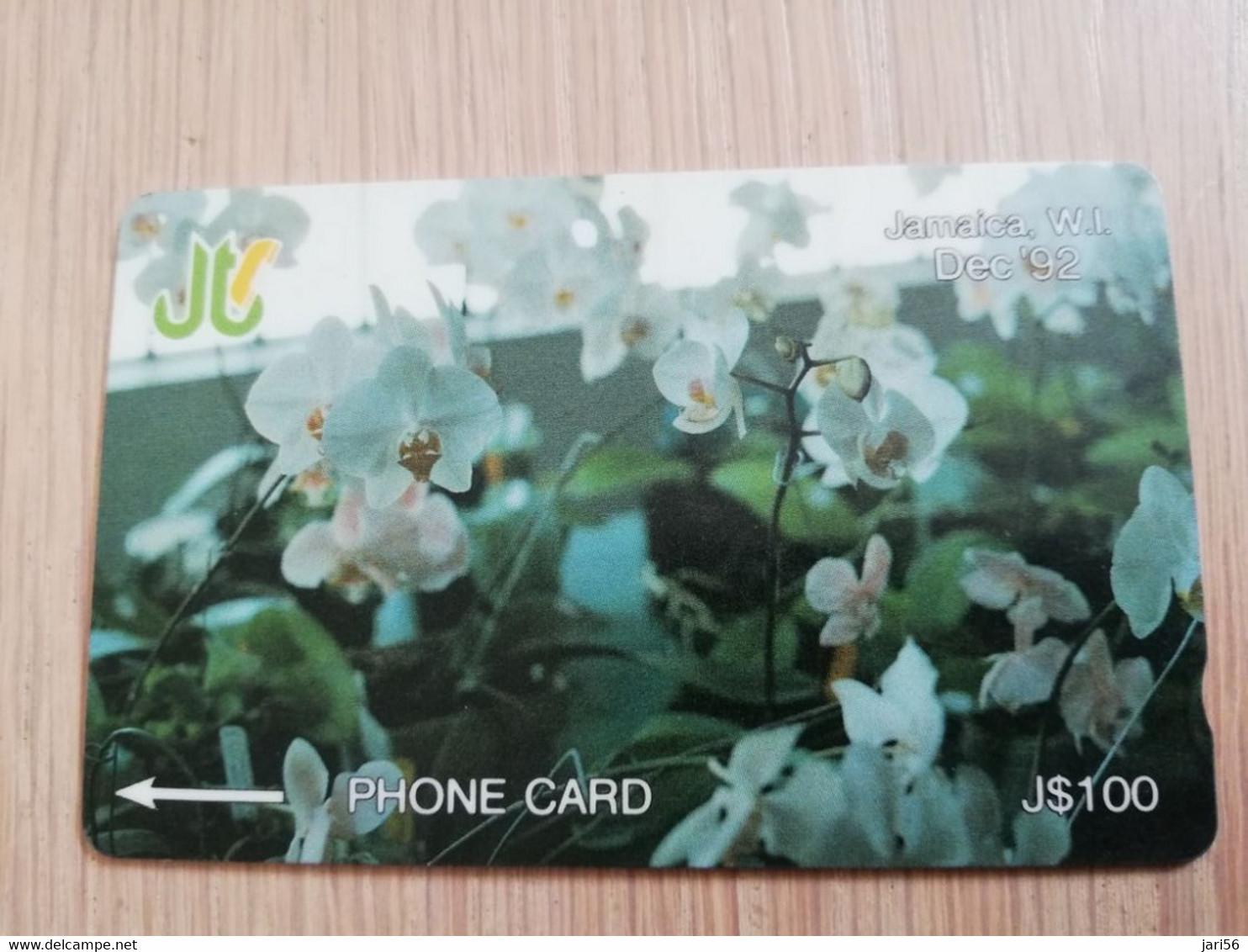JAMAICA  J$100-  GPT CARD   DECEMBER 92 ORCHIDS CONTROL NR: 13JAMC   Fine Used Card  **3233** - Jamaïque