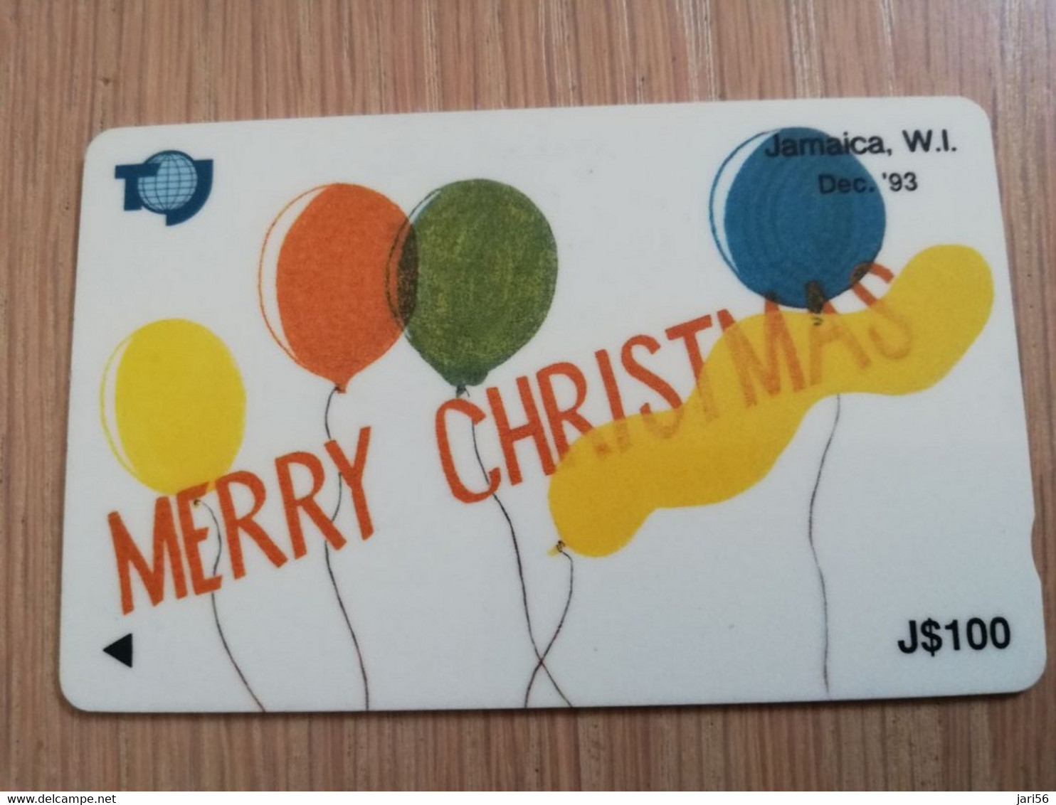 JAMAICA  J$100-  GPT CARD   MERRY CHRISTMAS  CONTROL NR: 16JAMC   Fine Used Card  **3238** - Giamaica