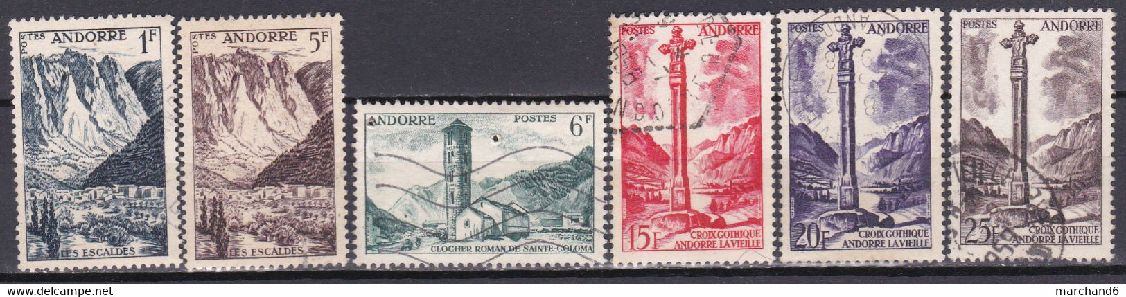 Andorre Français Principauté Paysages N°138-141-142-146-148-149 Oblitéré - Usados