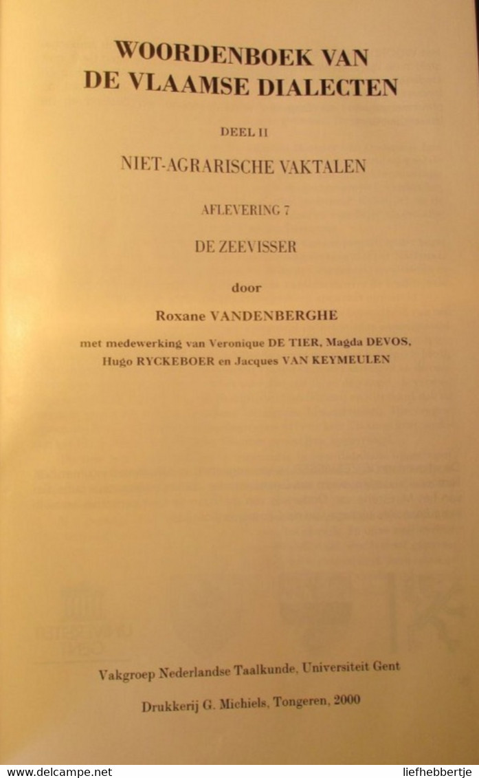Woordenboeken Van De Vlaamse Dialecten : De Zeevisser - Visserij - Kust - Historia
