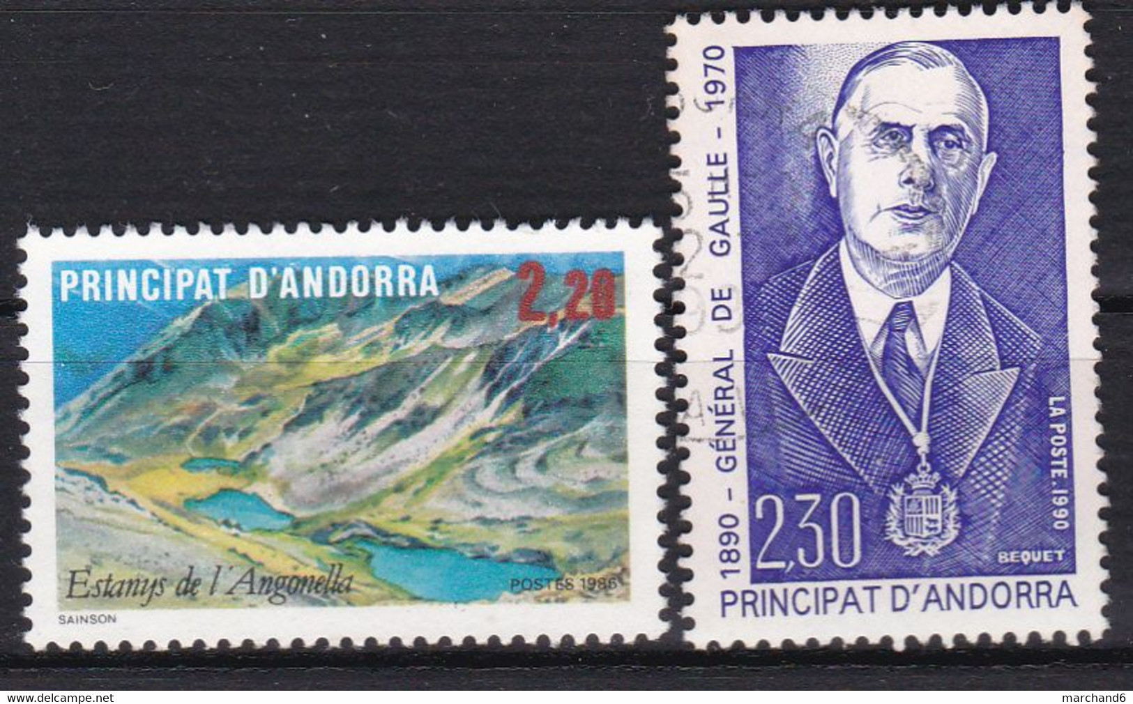 Andorre Français Tourisme Le Lac D Angonella Général De Gaulle N°351-398 Oblitéré - Used Stamps