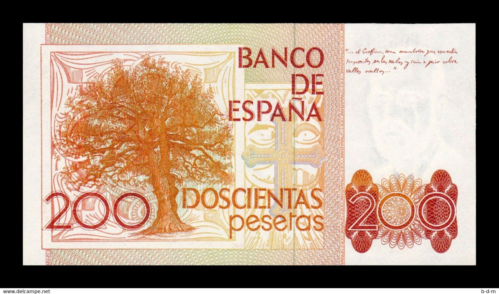 España Spain 200 Pesetas L. Alas Clarín 1980 Pick 156 Sin Serie SC UNC - [ 4] 1975-… : Juan Carlos I