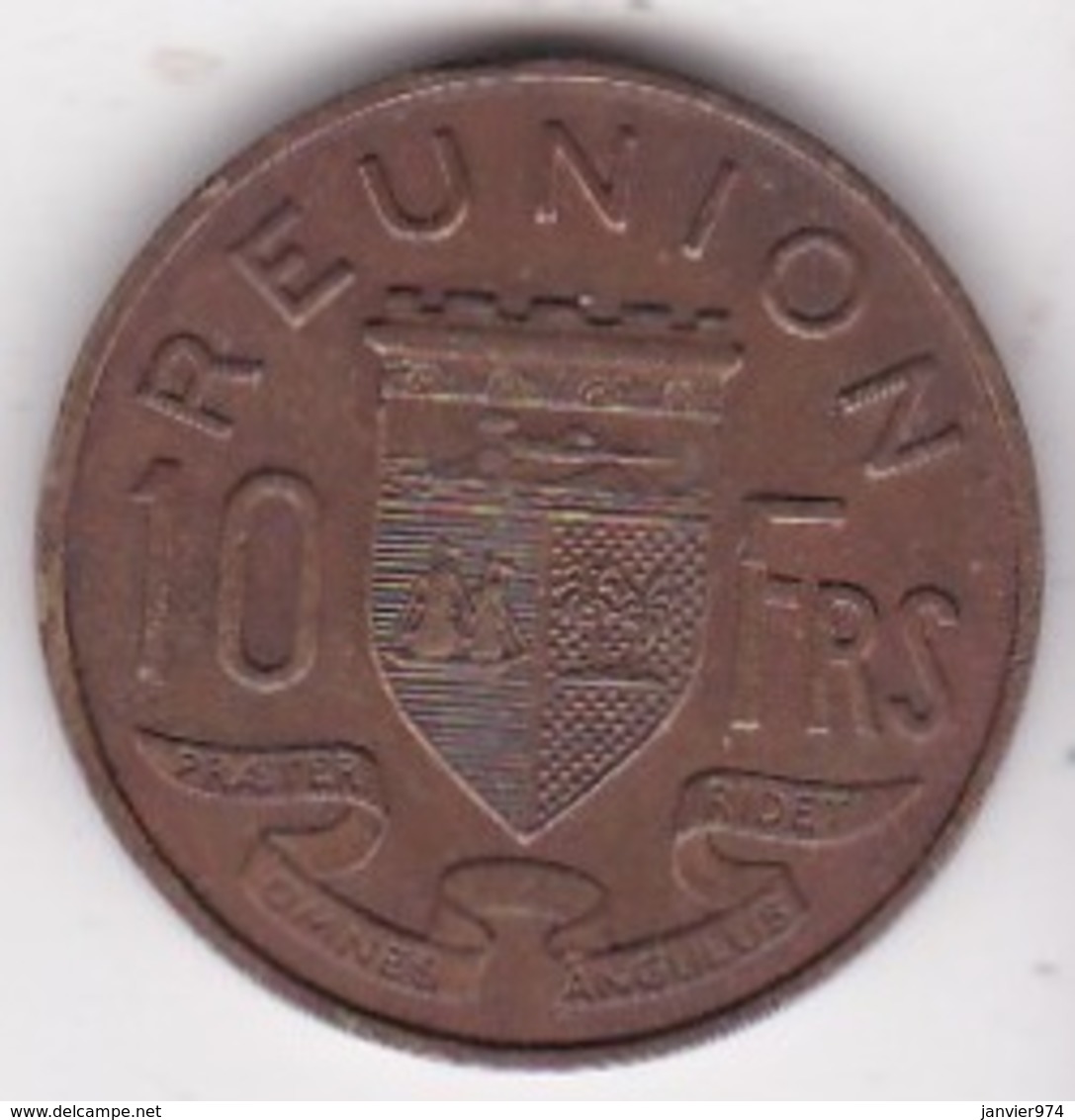 Ile De La Réunion 10 Francs 1955 , En Bronze Aluminium , Lec# 78 - Riunione