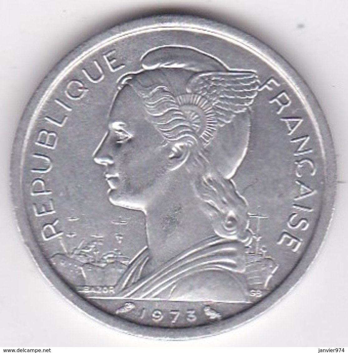 ILE DE LA REUNION. 2 FRANCS 1973. ALUMINIUM - Reunión