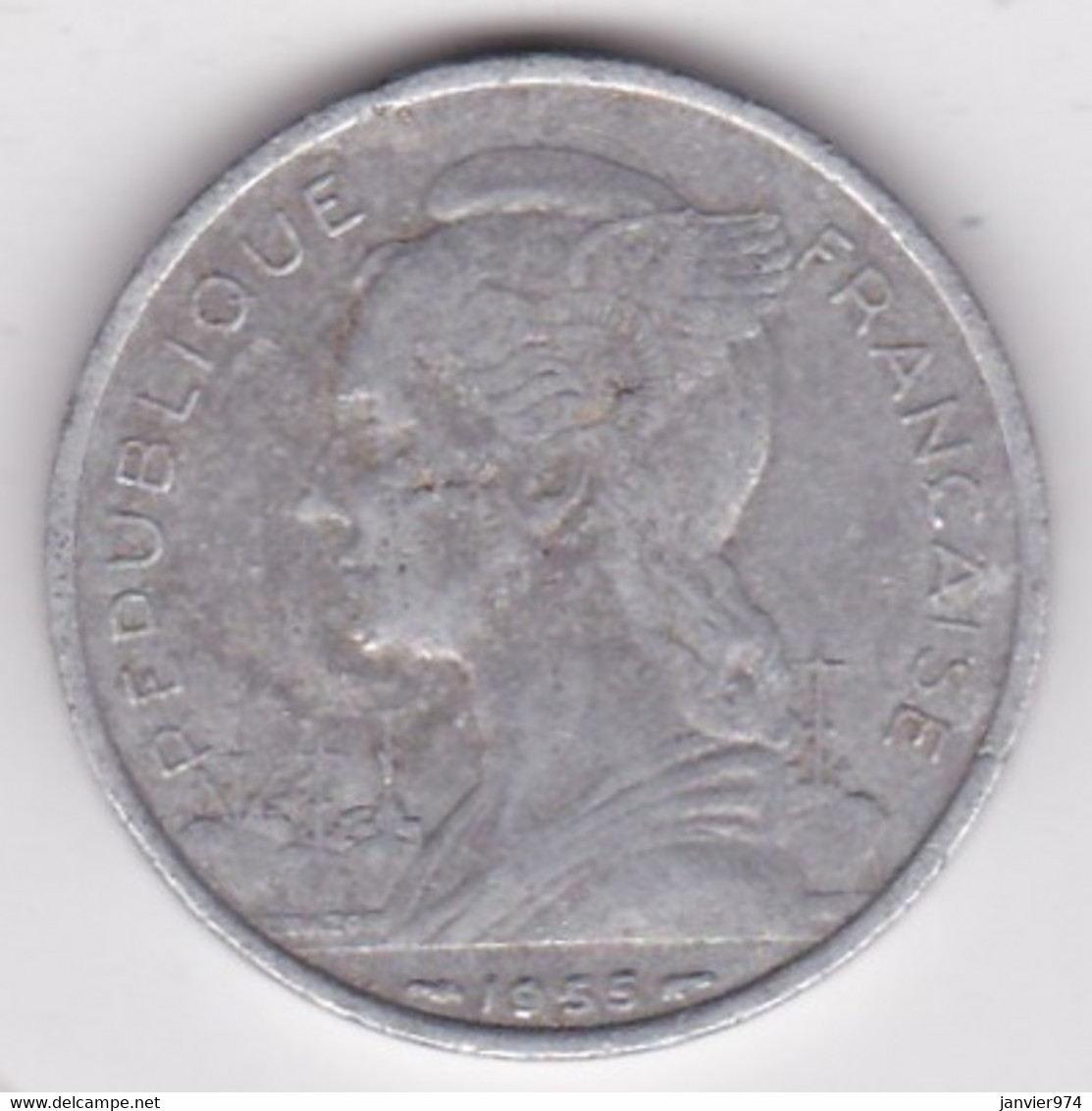 ILE DE LA REUNION. 5 FRANCS 1955 . ALUMINIUM - Riunione