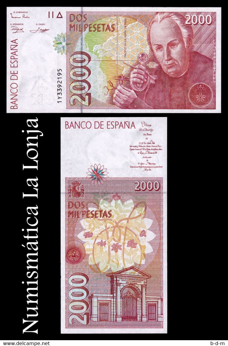 España Spain 2000 Pesetas Celestino Mutis 1992 (1996) Pick 164 SC UNC - [ 4] 1975-… : Juan Carlos I