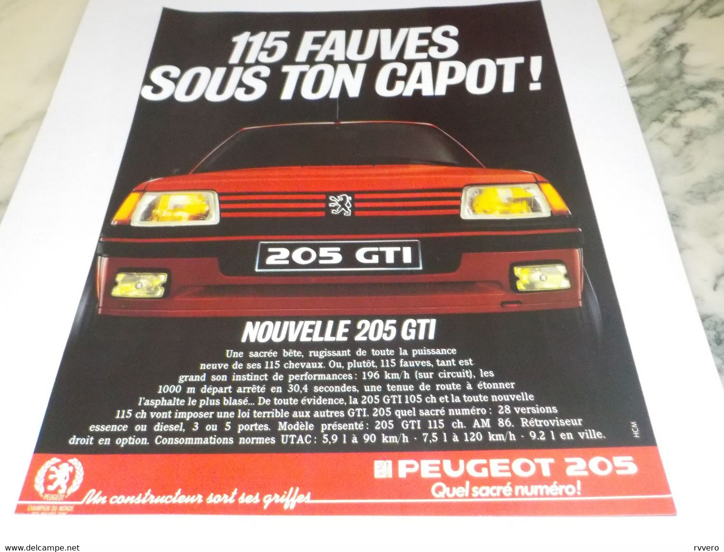 ANCIENNE   PUBLICITE VOITURE 205 GTI DE PEUGEOT 1984 - Cars