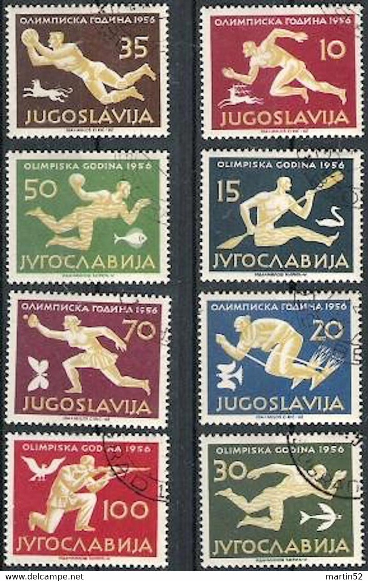 Jugoslavija 1956 Olympia Melbourne OLIMPISKA GODINA  Michel-No.804-811 Gestempelt Obliterée CTO-used (Michel 60.00 Euro) - Verano 1956: Melbourne