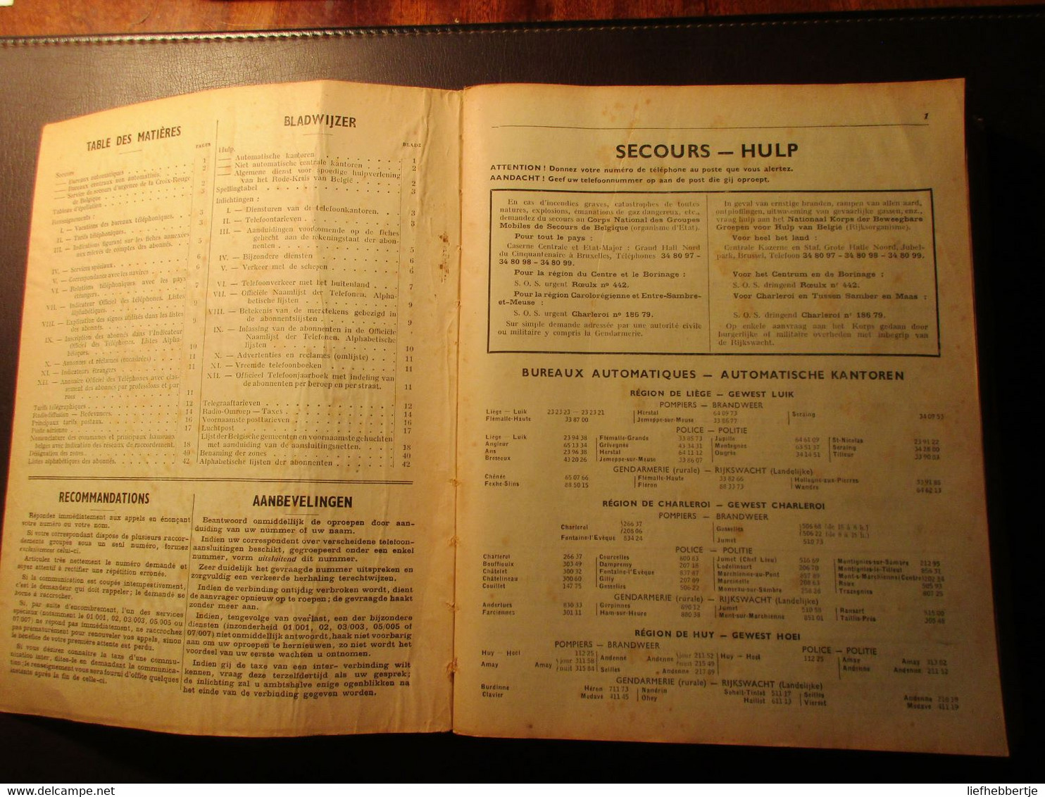Indicateur Officiel Des Téléphones - Telefoonboek - Telefoongids = 1949 = Liège Namur Hainaut Et Luxembourg - Histoire