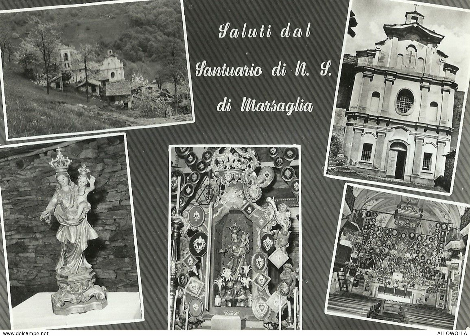 9157 "SALUTI DAL SANTUARIO DI N. S. DI MARSAGLIA-MONASTERO DI LANZO" 5 VEDUTE- CARTOLINA POSTALE  ORIGINALE NON SPEDITA - Souvenir De...