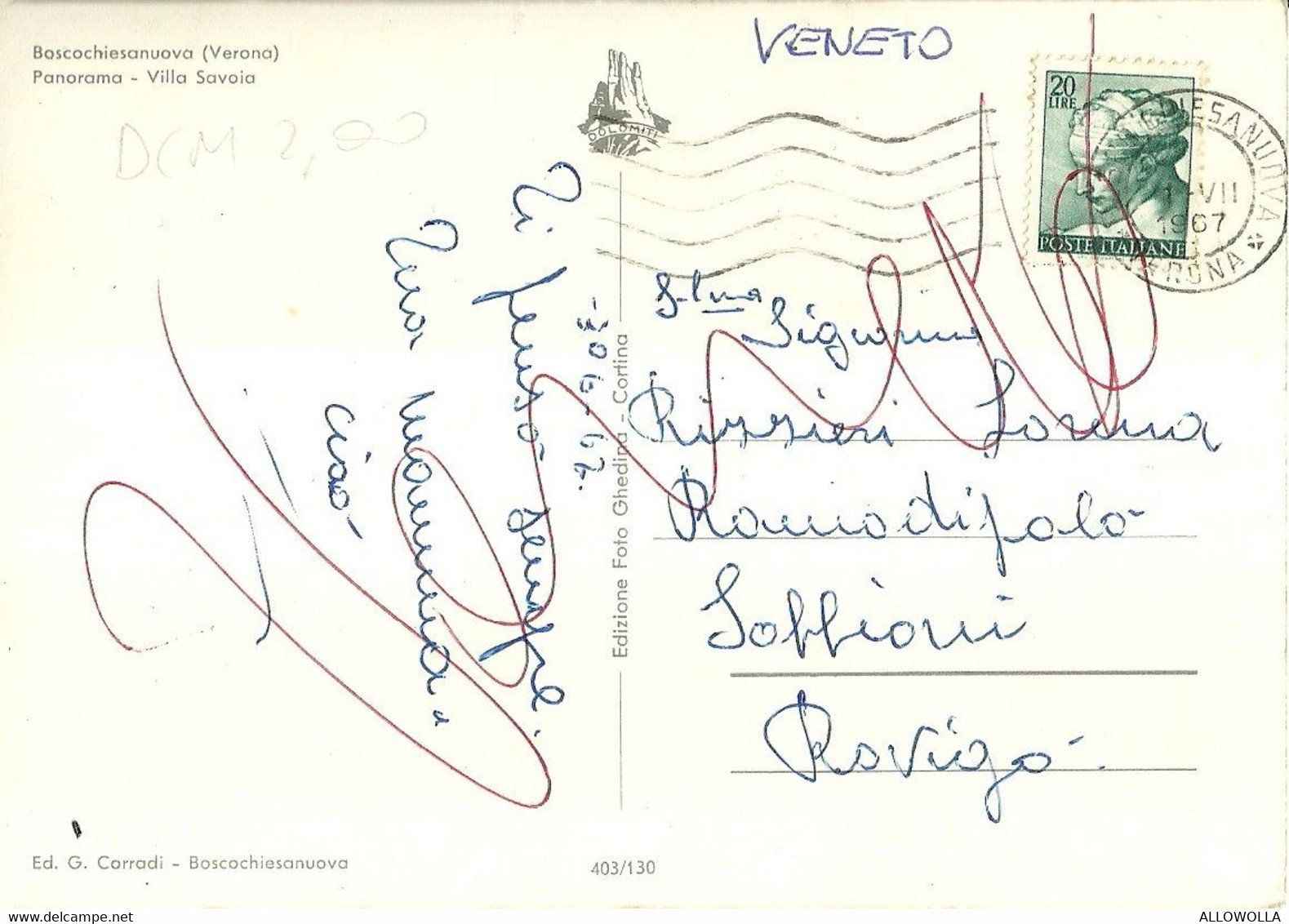 9169 " SALUTI DA BOSCOCHIESANUOVA M. 1104 " 1 VEDUTE + 4 FLOREALI   - CARTOLINA POSTALE  ORIGINALE SPEDITA 1967 - Souvenir De...