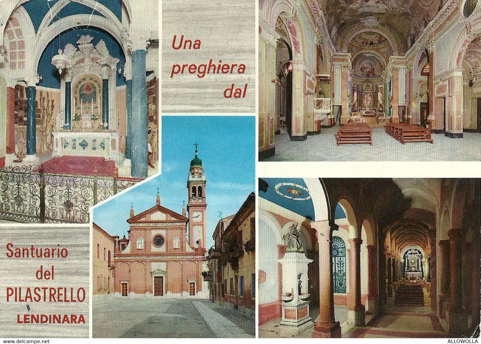 9174 "UNA PREGHIERA DAL SANTUARIO DEL PILASTRELLO-LENDINARA"4 VEDUTE-TIMBRO BASILICA  -CARTOLINA POST.  ORIG. SPED. 1971 - Rovigo