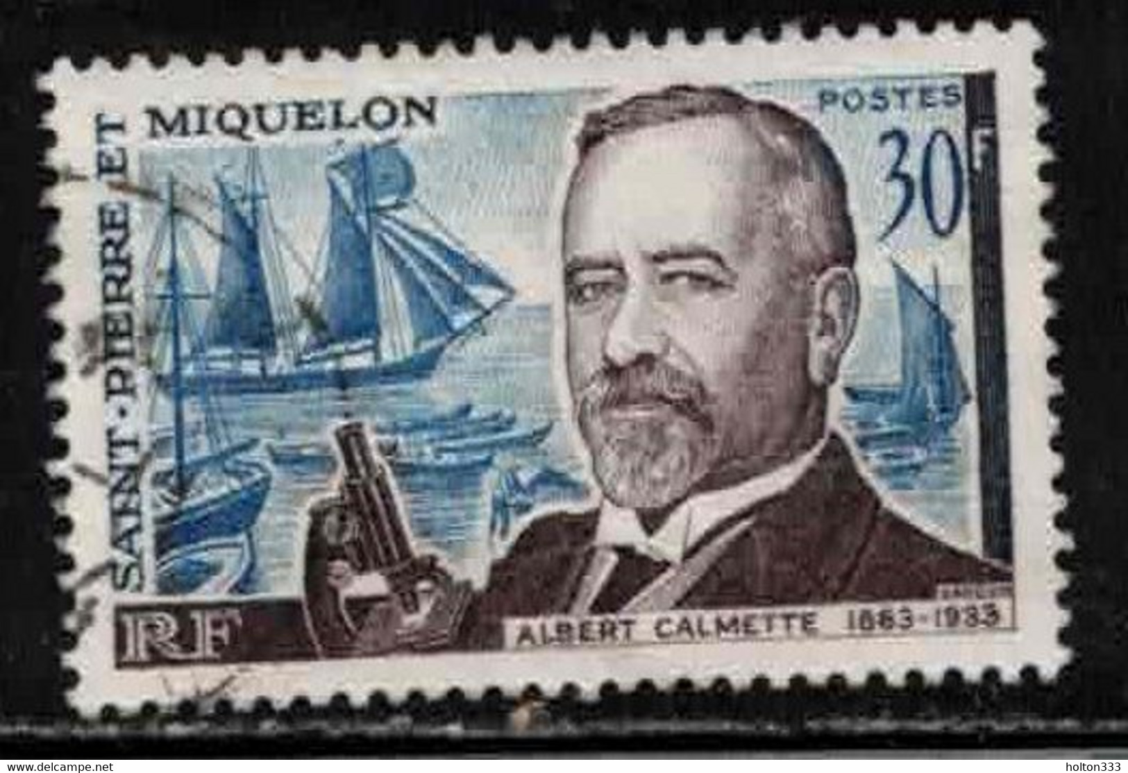 ST PIERRE & MIQUELON Scott # 366 Used 1 - Albert Calmette, Bacteriologist - Gebruikt