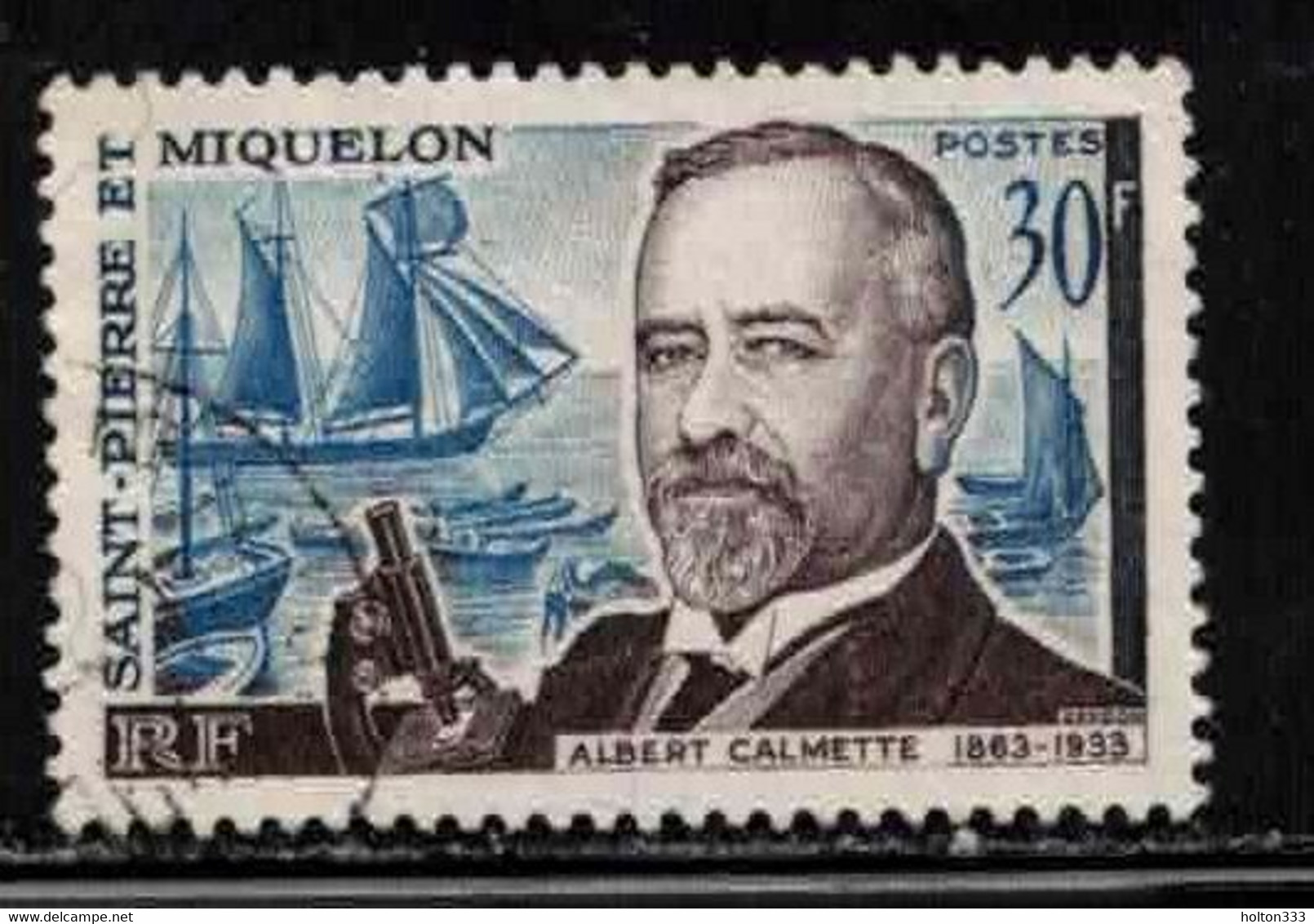 ST PIERRE & MIQUELON Scott # 366 Used 3 - Albert Calmette, Bacteriologist - Usados