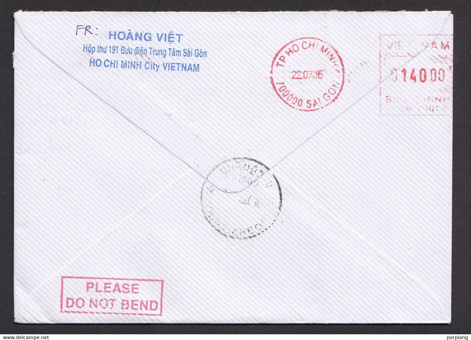 Vietnam 2016 Registered Letter To Laos 22.7.2016 - Viêt-Nam