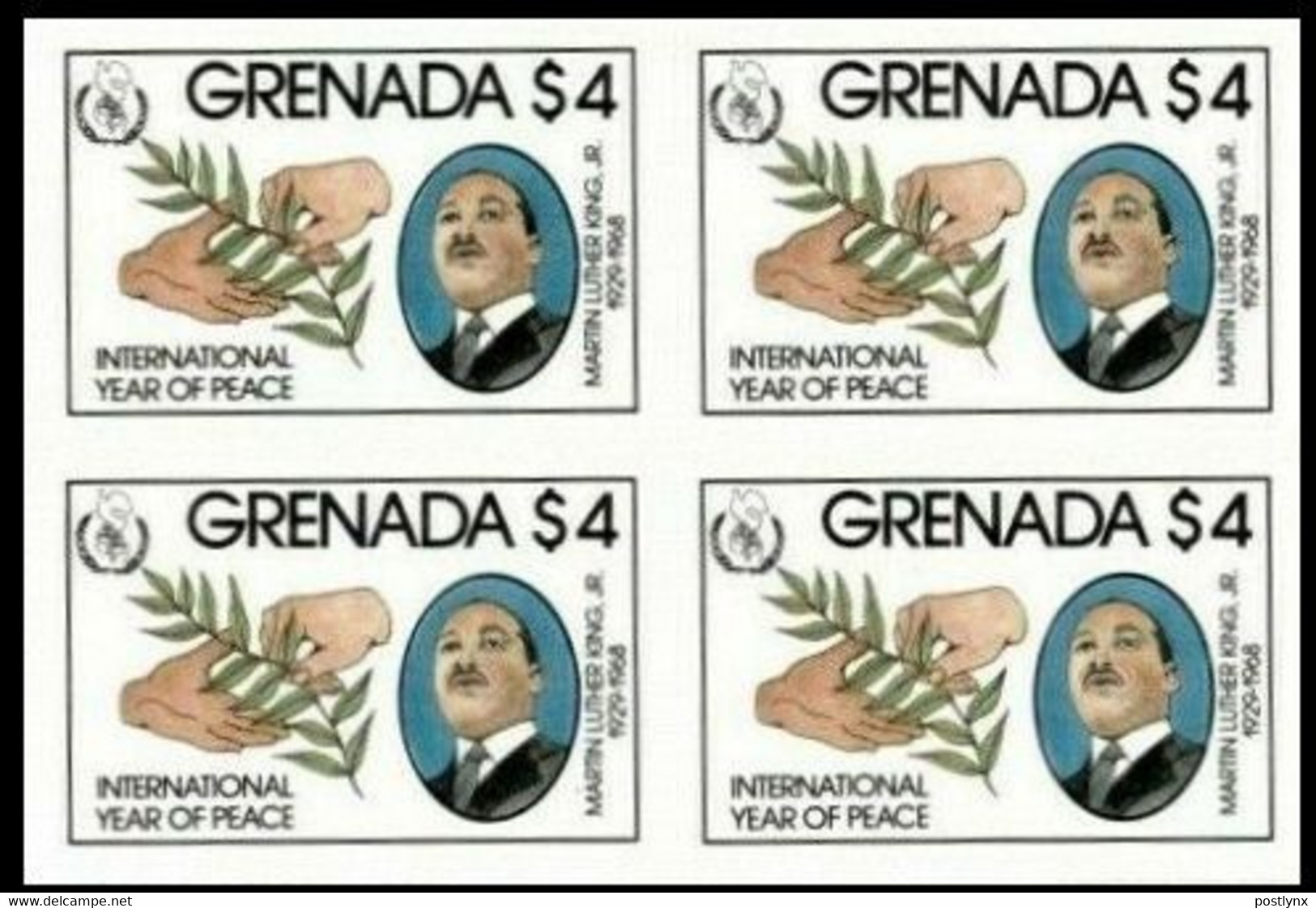 GRENADA 1986 Martin Luther King International Year Of Peace IYP $4 IMPERF.4-BLOCK - Martin Luther King