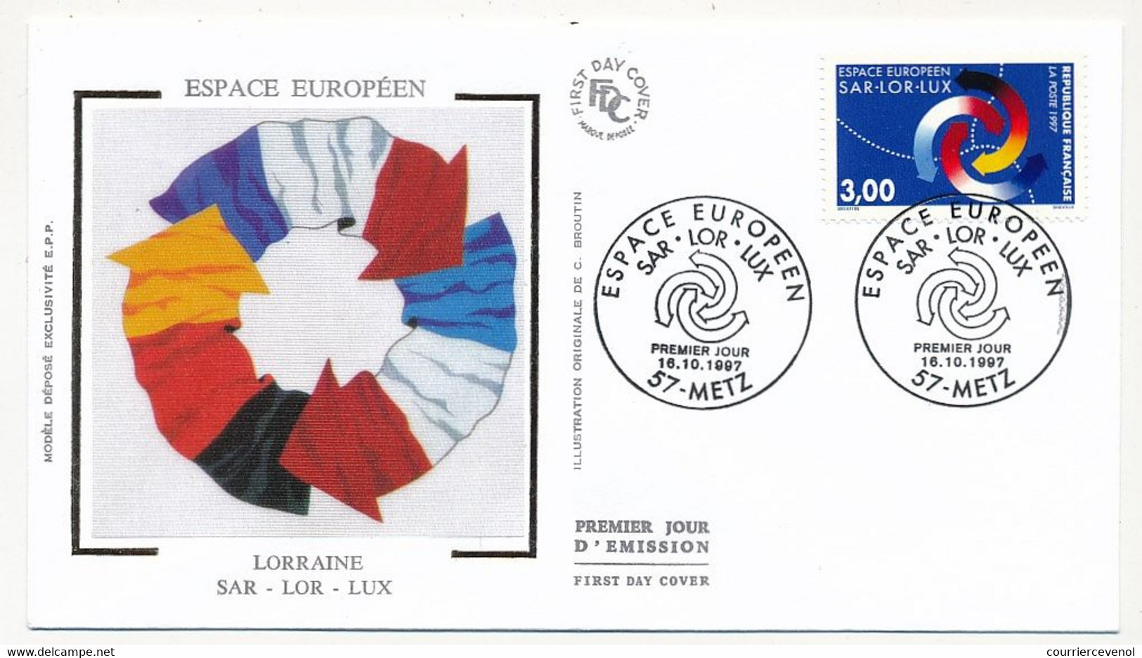 FRANCE - Env FDC 3,00F Espace Européen SAR - LOR - LUX - 16/10/1997 METZ - 1990-1999