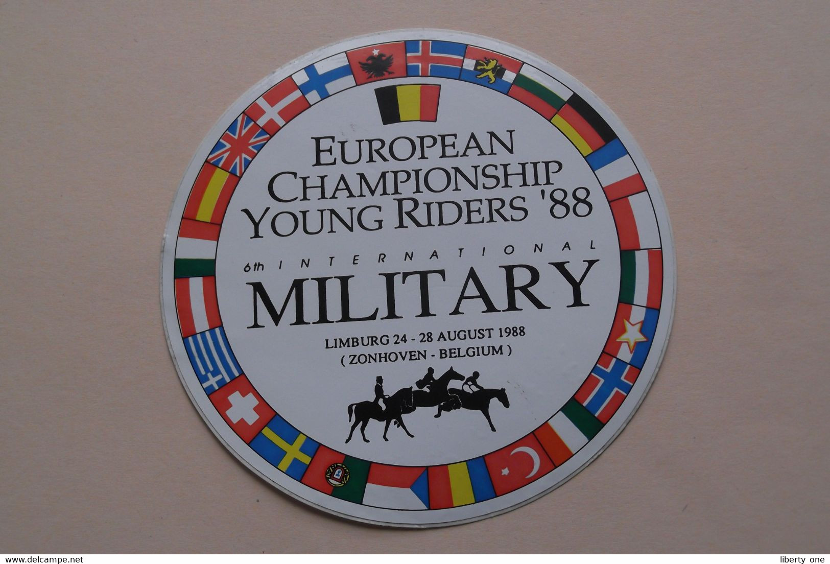 European Championship YOUNG RIDERS '88 MILITARY Zonhoven - Sticker / Zelfklever / Autocollant ( Zie Foto ) 11 Cm ! - Equitation