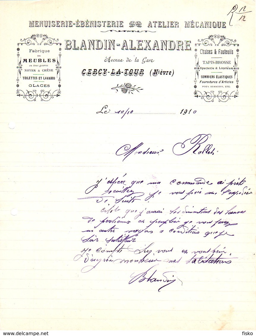 BLANDIN ALEXANDRE  Menuiserie, Atelier De Mécanique   CERCY La TOUR  (Nievre)  1910 - 1900 – 1949