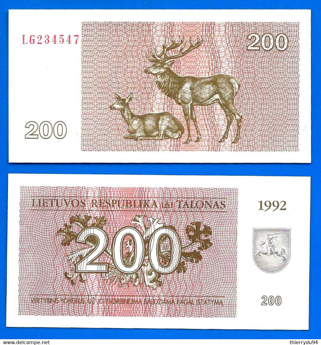 Lituanie 200 Talonas 1992 NEUF UNC Que Prix + Port Litu Animal Cerf Lithuania Bitcoin Skrill Paypal OK - Lituanie