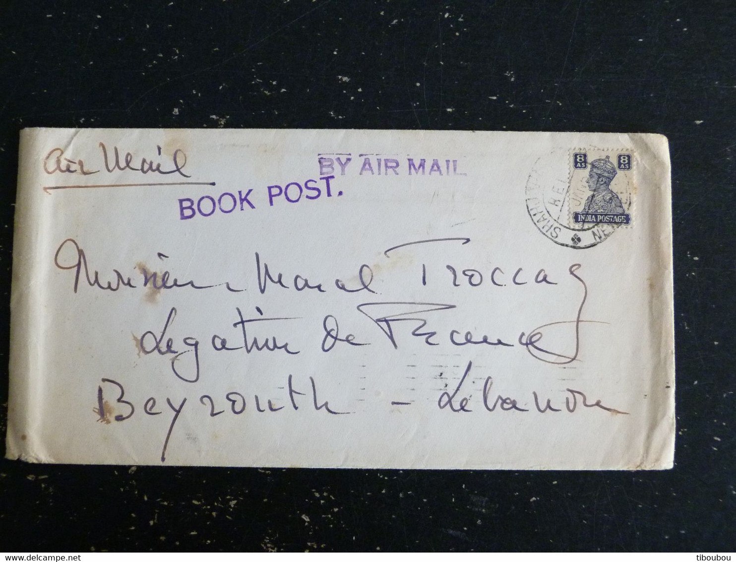 LETTRE INDE AVEC YT INDE ANGLAISE 172 ROI GEORGE VI POUR BEYROUTH LIBAN LEBANON - Sonstige & Ohne Zuordnung